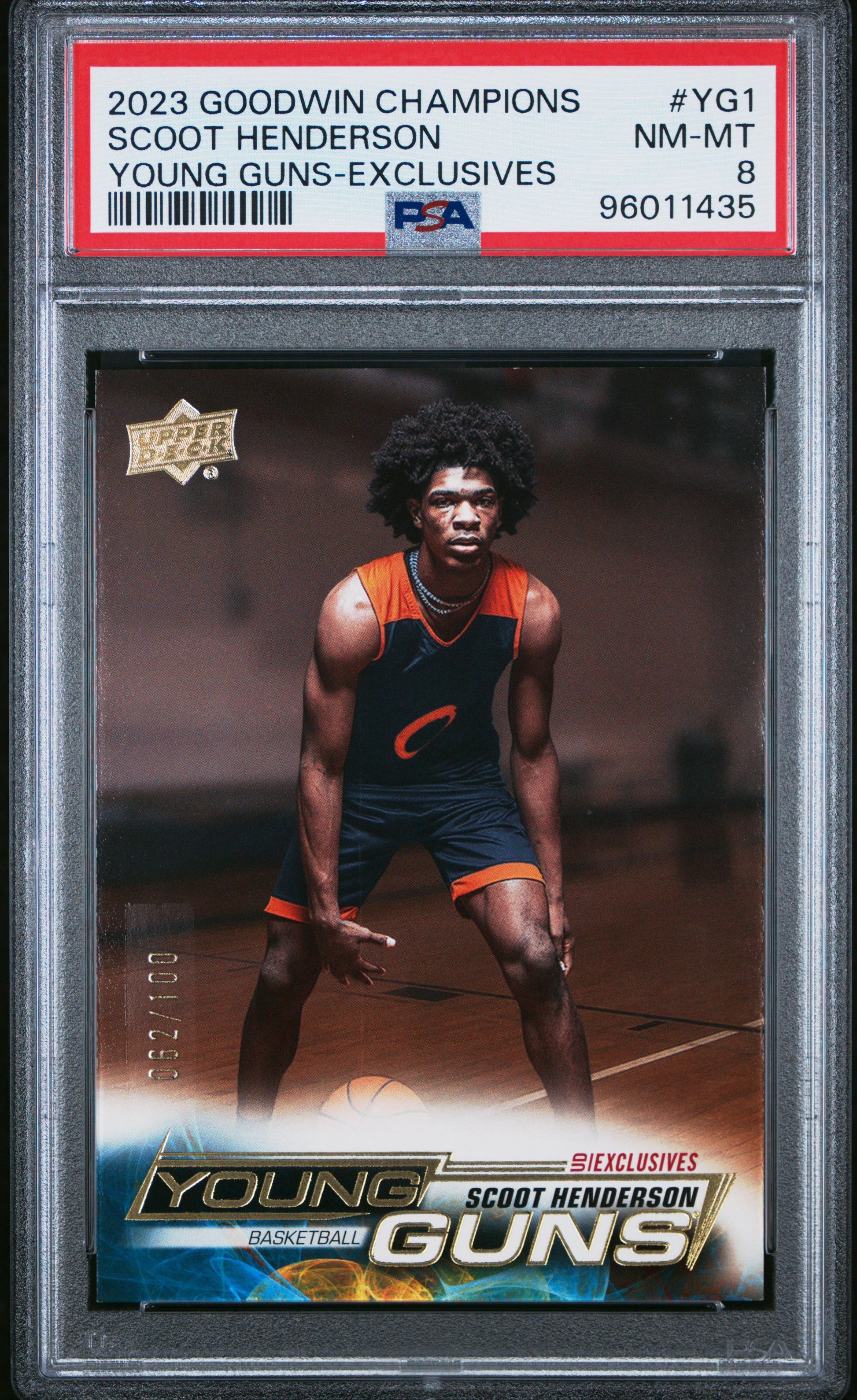 2023 Upper Deck Goodwin Champions Scoot Henderson #YG-1 Upper Deck Young Guns Exclusives PSA 8 Portland Trail Blazers