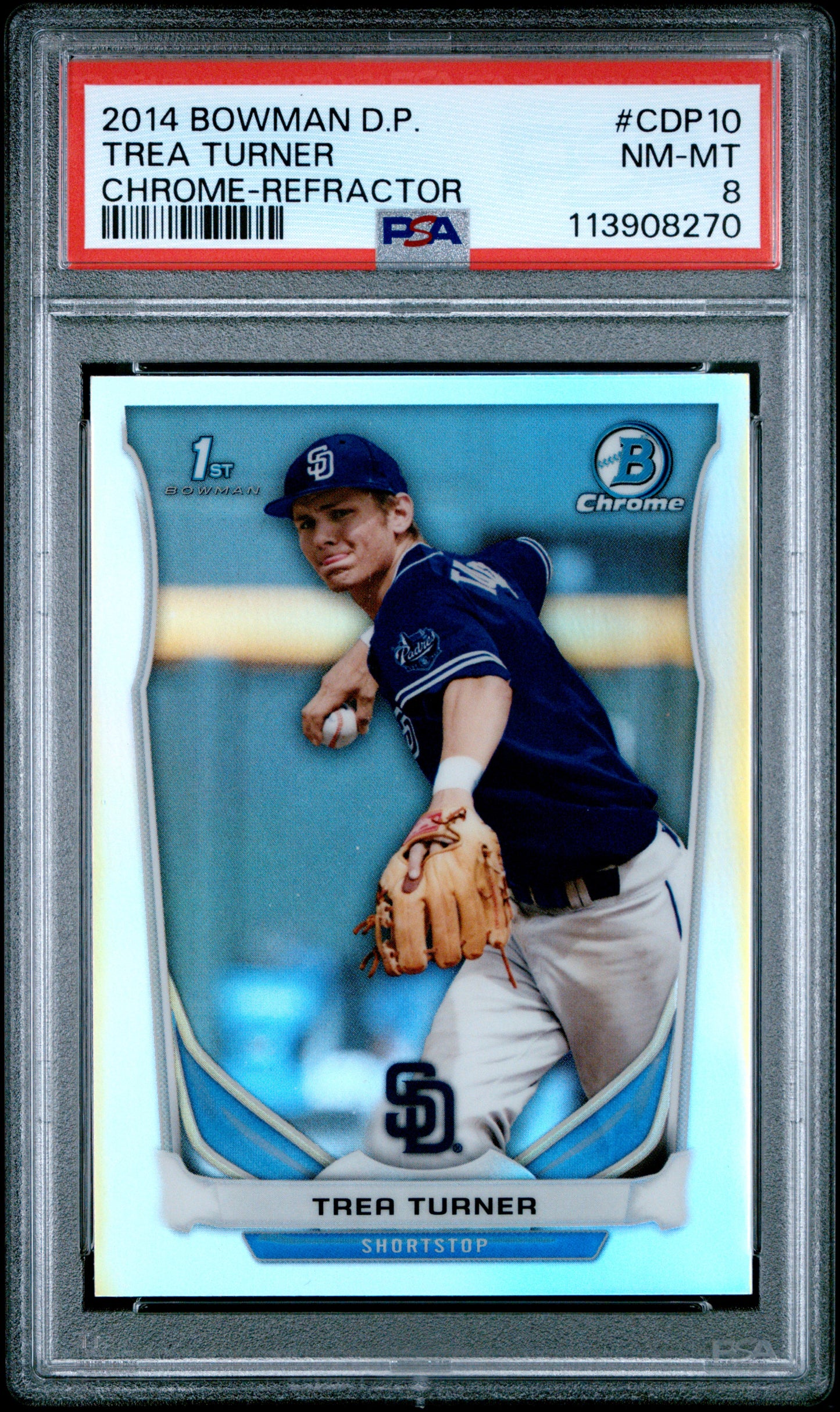 2014 Bowman Draft Trea Turner #CDP10 Chrome Refractors PSA 8 San Diego Padres
