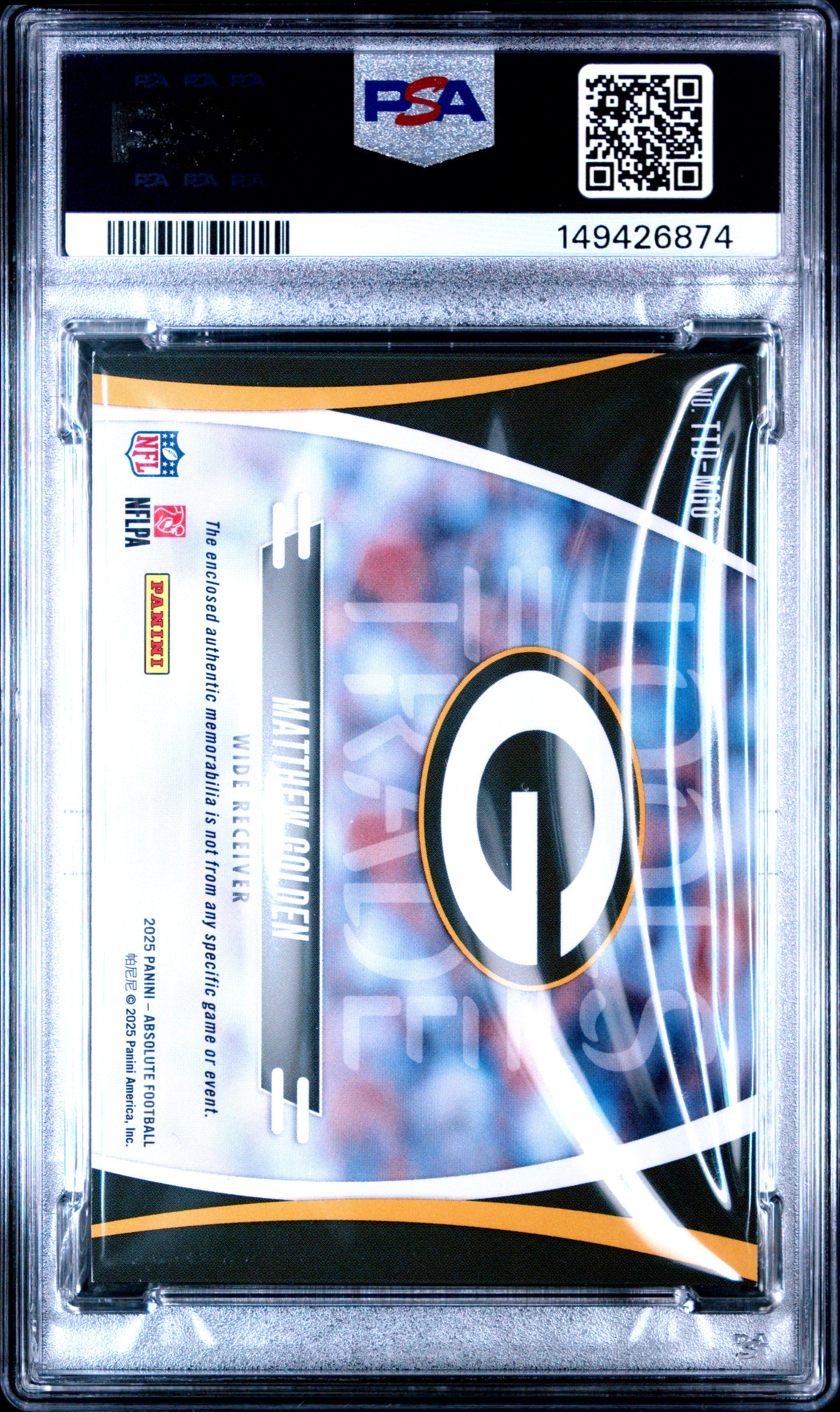 2025 Panini Absolute Matthew Golden #TTD-MGO Tools of the Trade Double #/249 PSA 8 Green Bay Packers