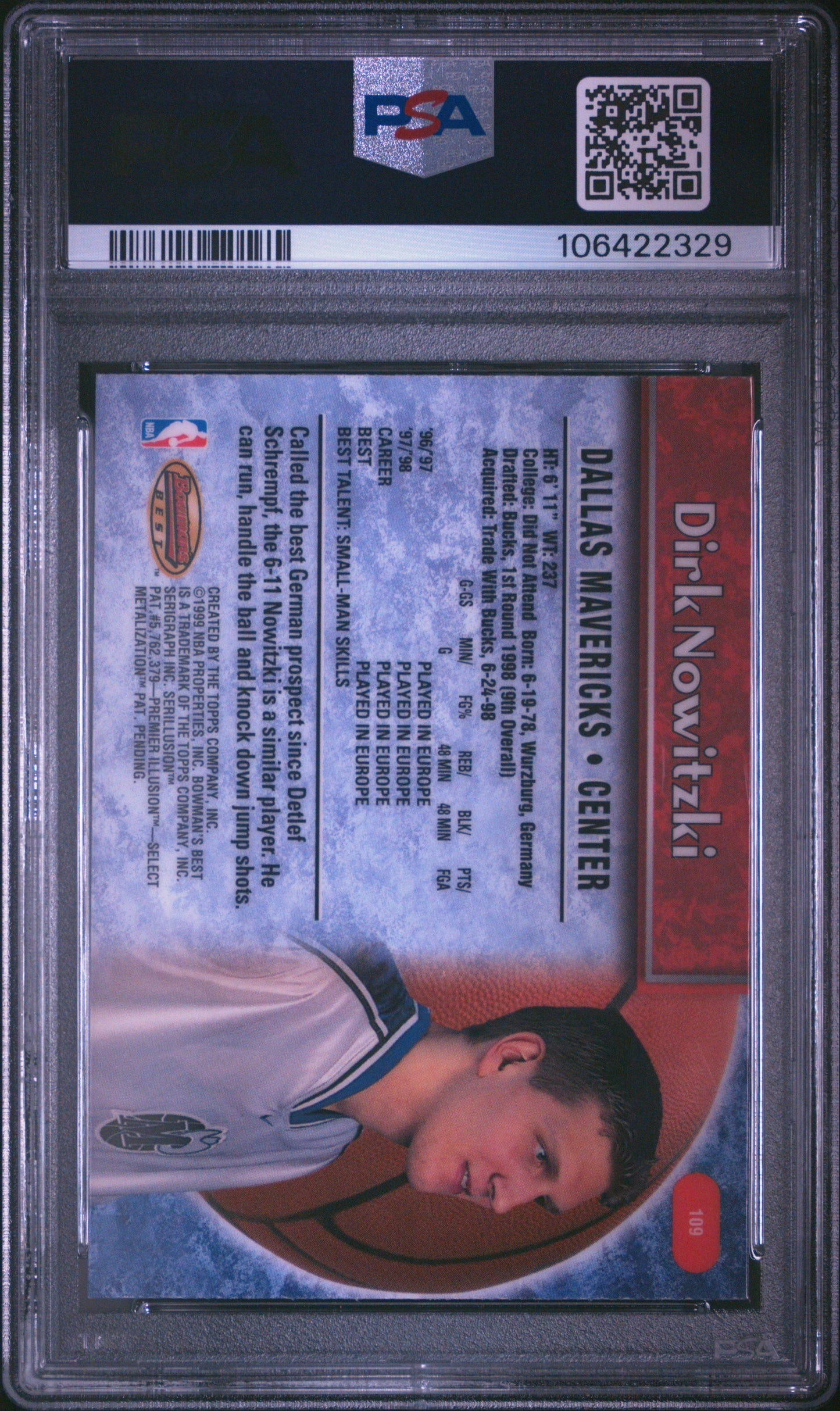1998-99 Bowman's Best Dirk Nowitzki #109 PSA 5 Dallas Mavericks