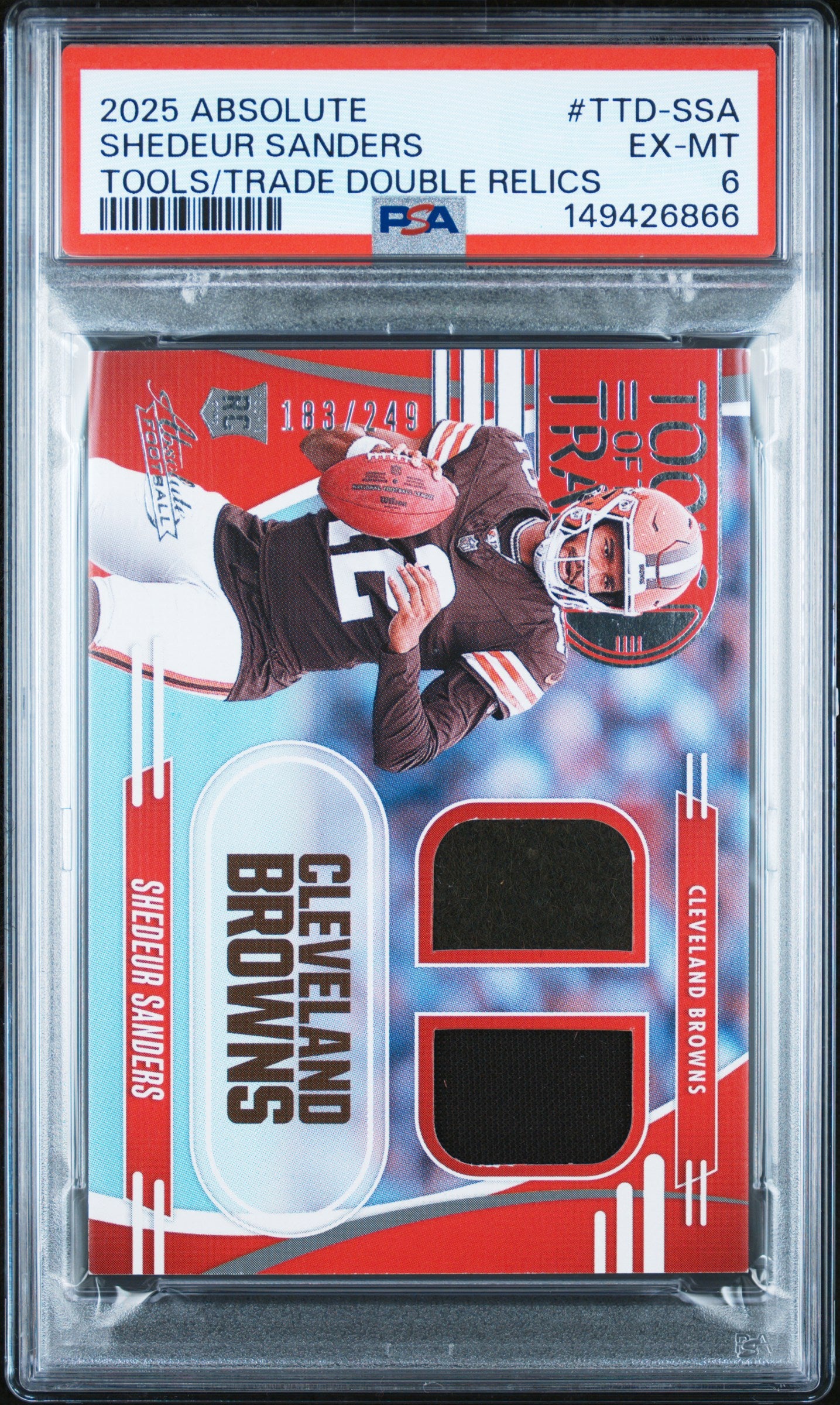 2025 Panini Absolute Shedeur Sanders #TTD-SSI Tools of the Trade Double #/249 PSA 6 Cleveland Browns