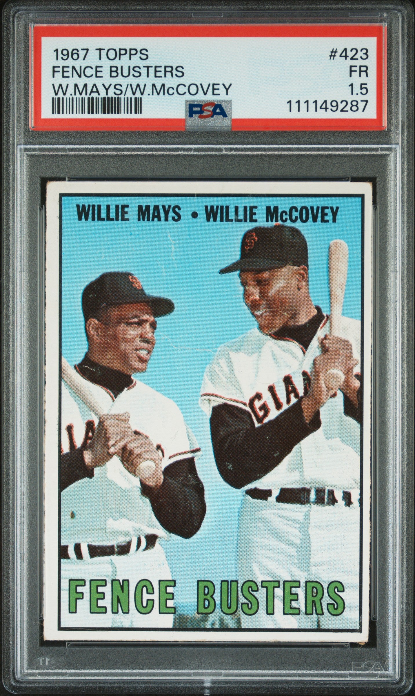 1967 Topps Fence Busters (Willie Mays / Willie McCovey) #423 PSA 1.5 San Francisco Giants