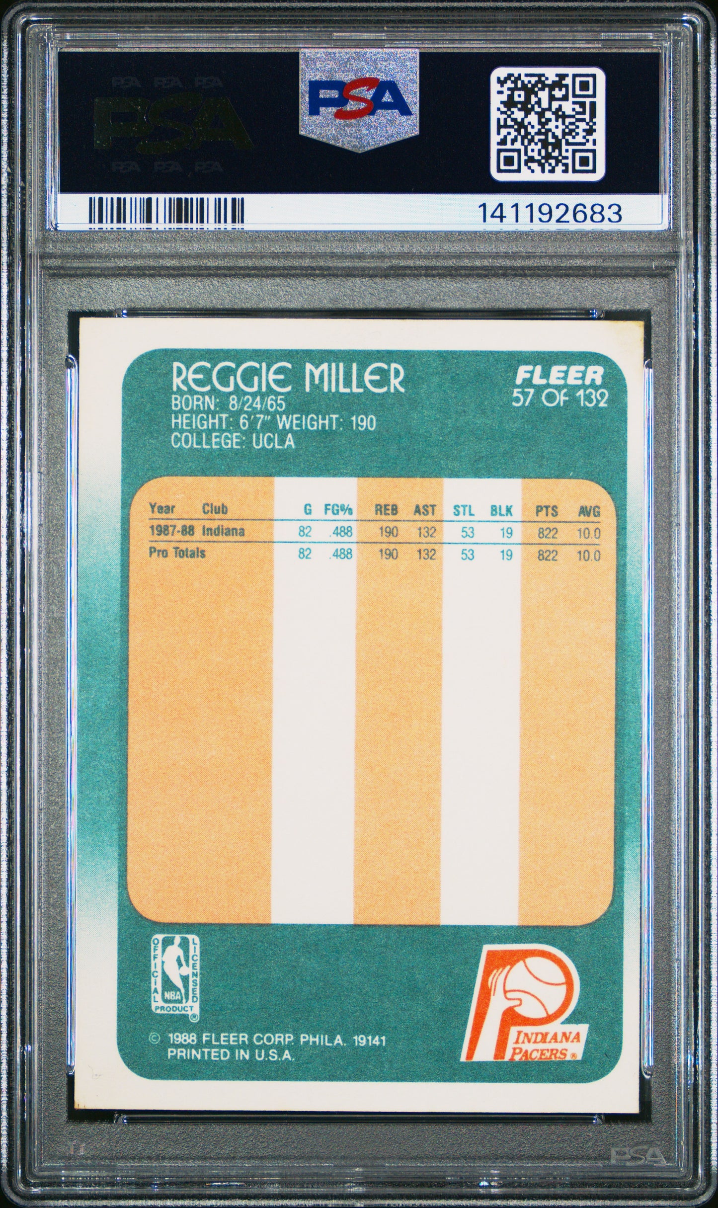 1988-89 Fleer Reggie Miller #57 PSA 6 Indiana Pacers