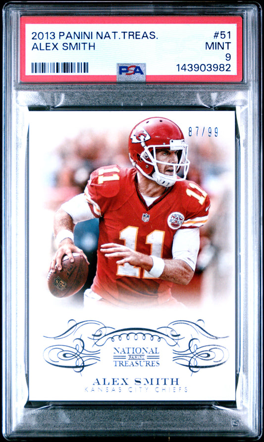 2013 Panini National Treasures Alex Smith #51 #/99 PSA 9 Kansas City Chiefs