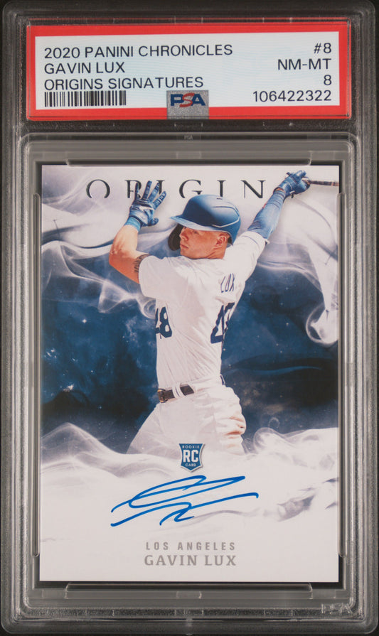2020 Panini Chronicles Gavin Lux #8 Origins Signatures PSA 8 Los Angeles Dodgers