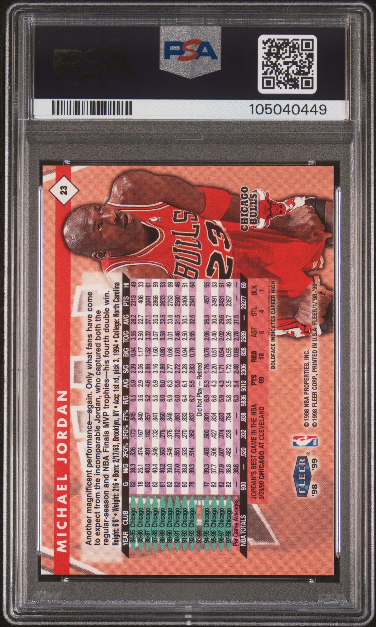 1998 Fleer Tradition Michael Jordan #23 PSA 4