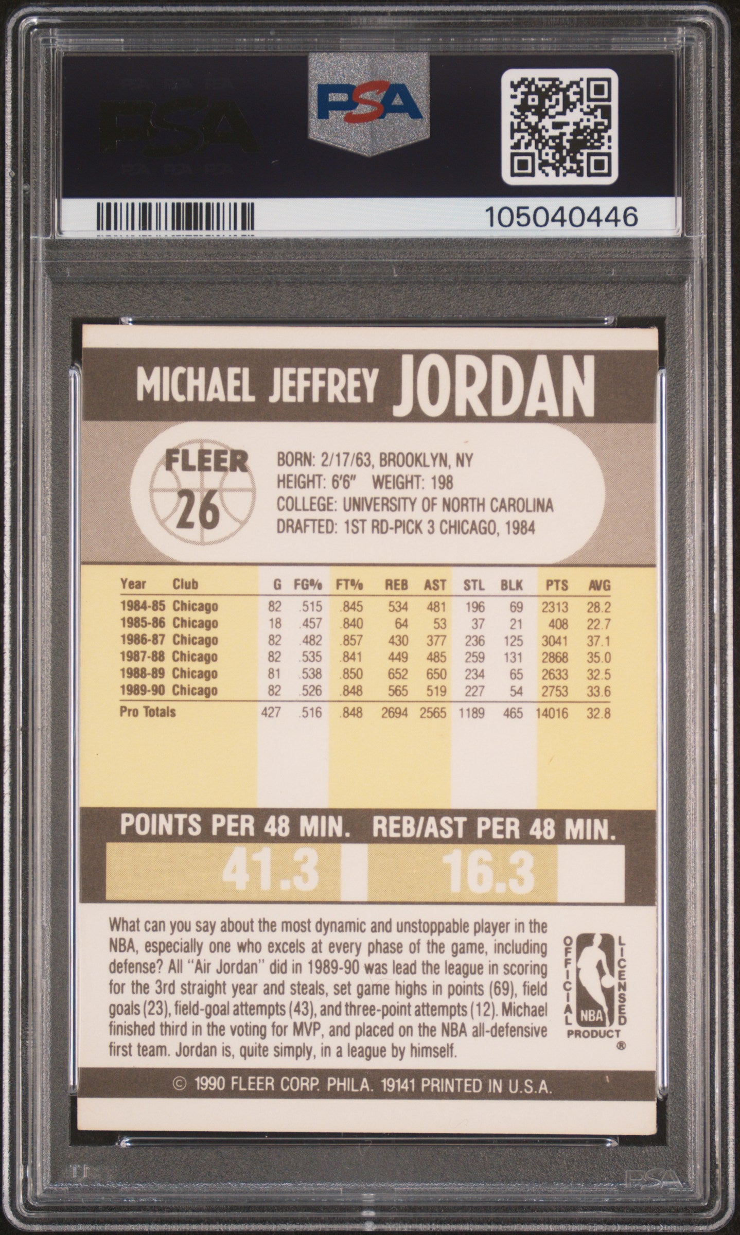 1990-91 Fleer Michael Jordan #26 PSA 4 Chicago Bulls