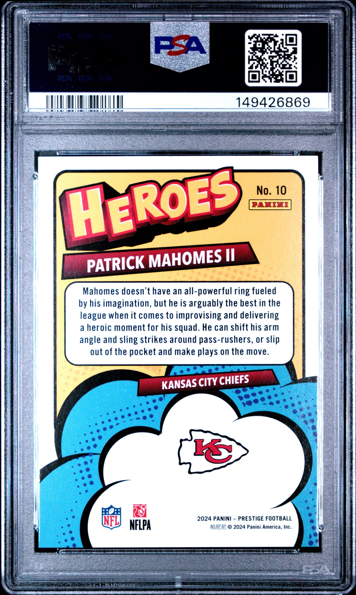 2024 Panini Prestige Patrick Mahomes II #10 Heroes PSA 8 Kansas City Chiefs