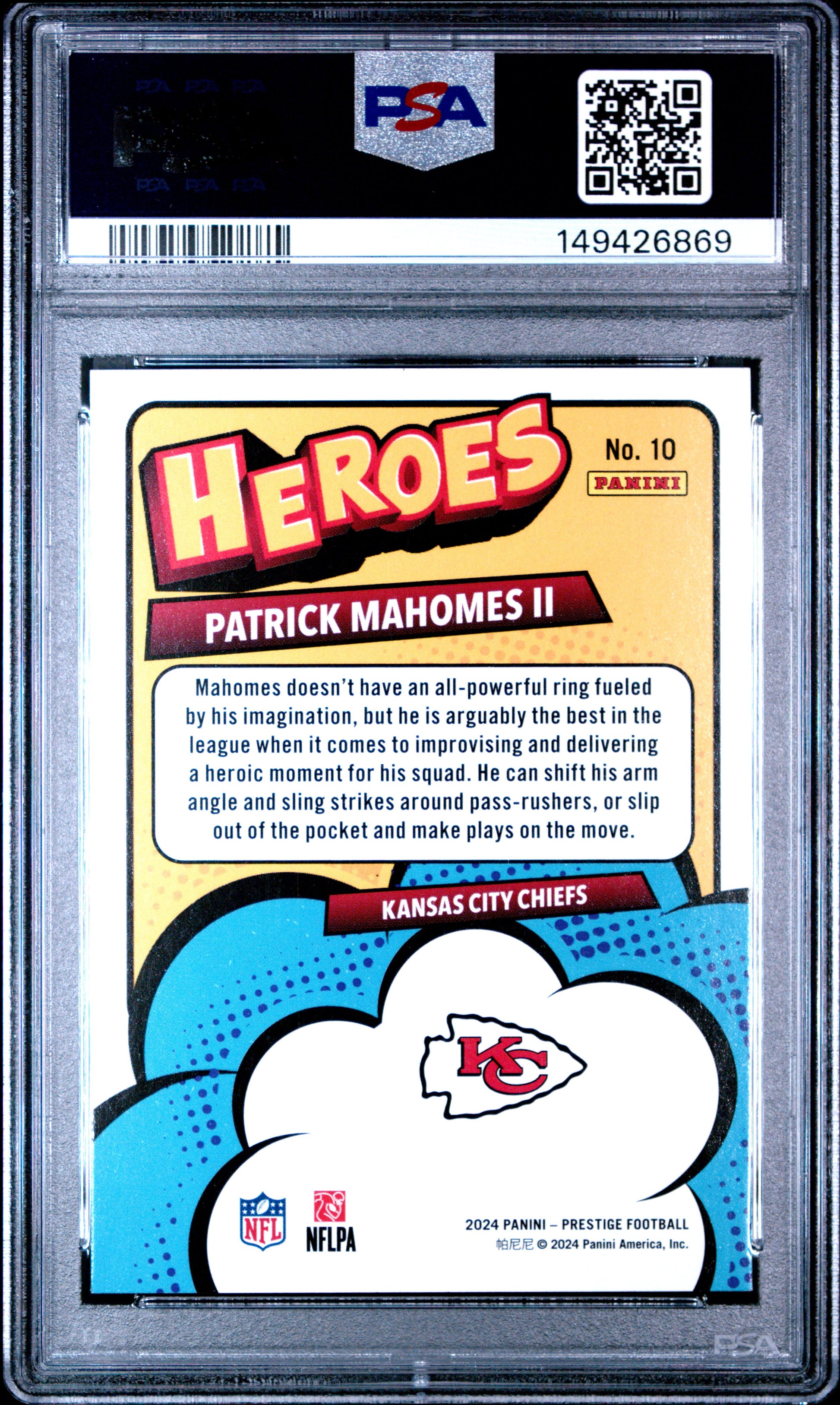 2024 Panini Prestige Patrick Mahomes II #10 Heroes PSA 8 Kansas City Chiefs