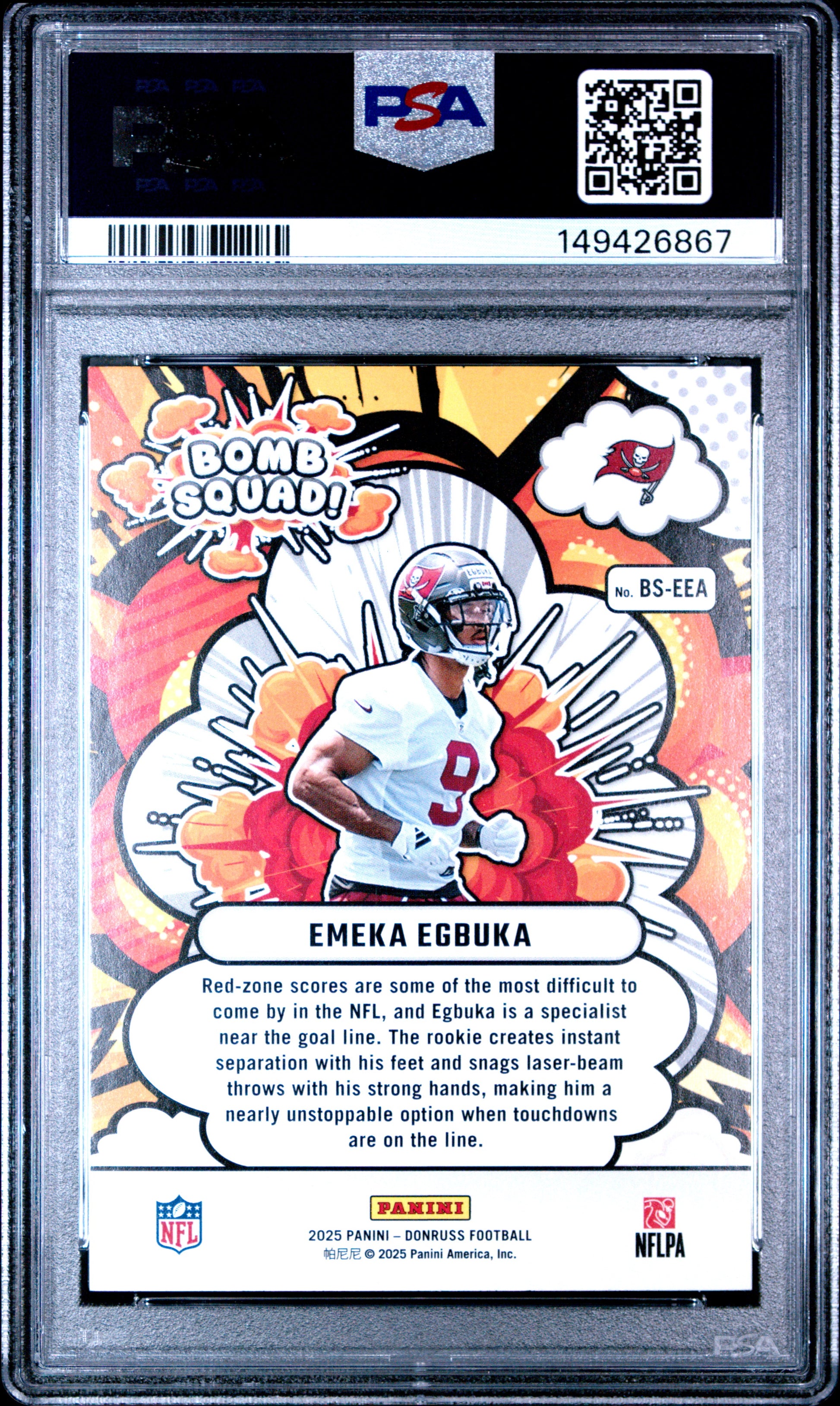 2025 Donruss Emeka Egbuka #BS-EEA Bomb Squad PSA 9 Tampa Bay Buccaneers
