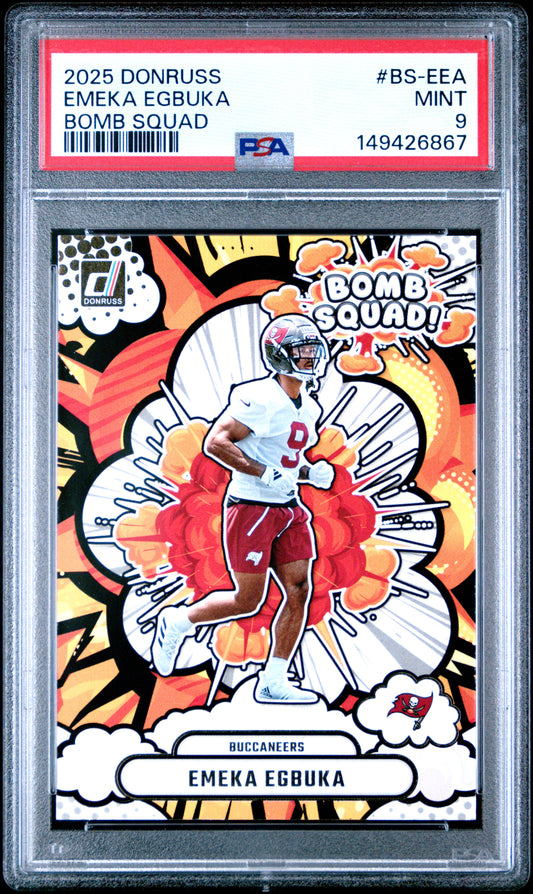 2025 Donruss Emeka Egbuka #BS-EEA Bomb Squad PSA 9 Tampa Bay Buccaneers