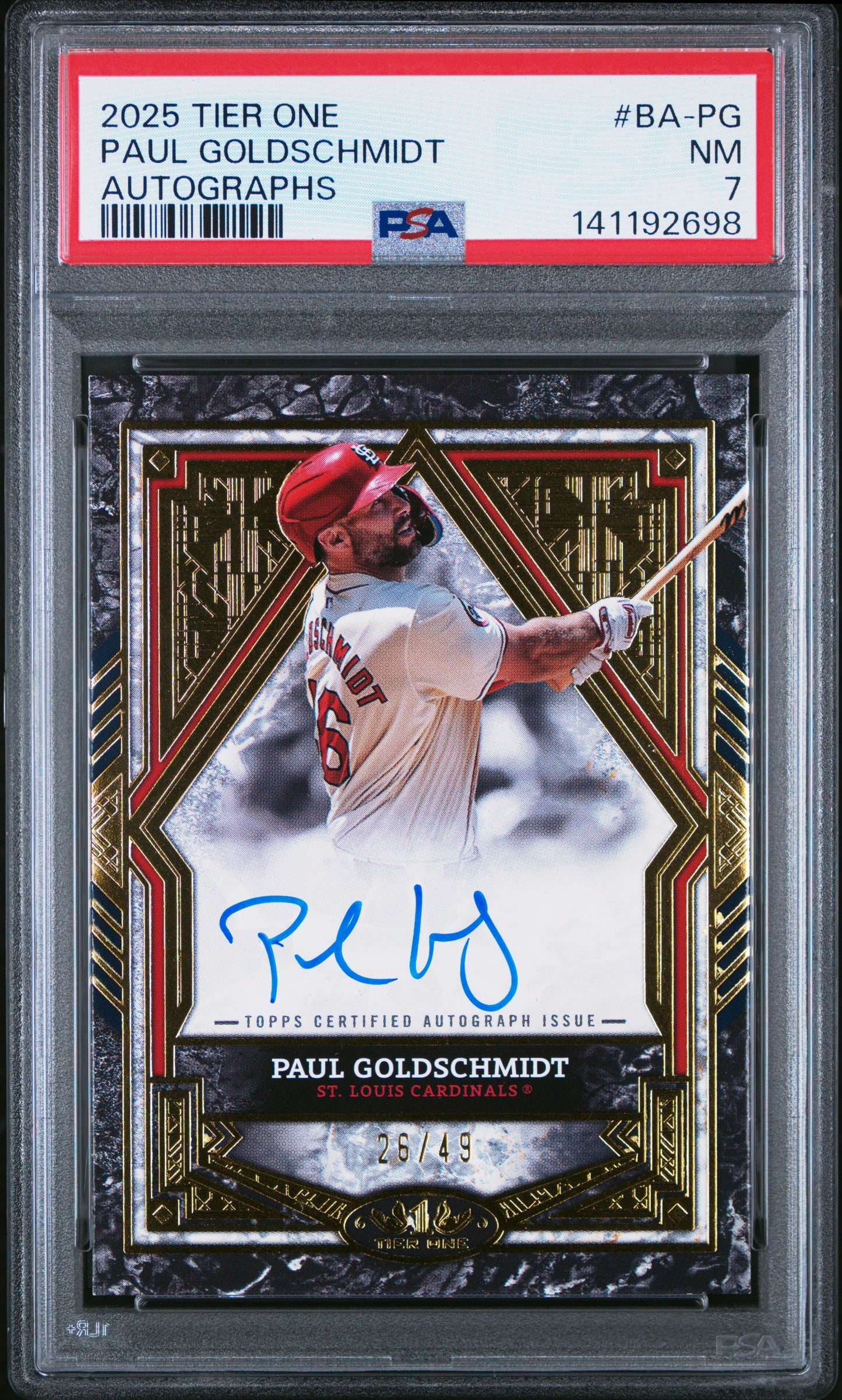 2025 Topps Tier One Paul Goldschmidt #BA-PG Base Tier 2 Autographs PSA 7 St. Louis Cardinals
