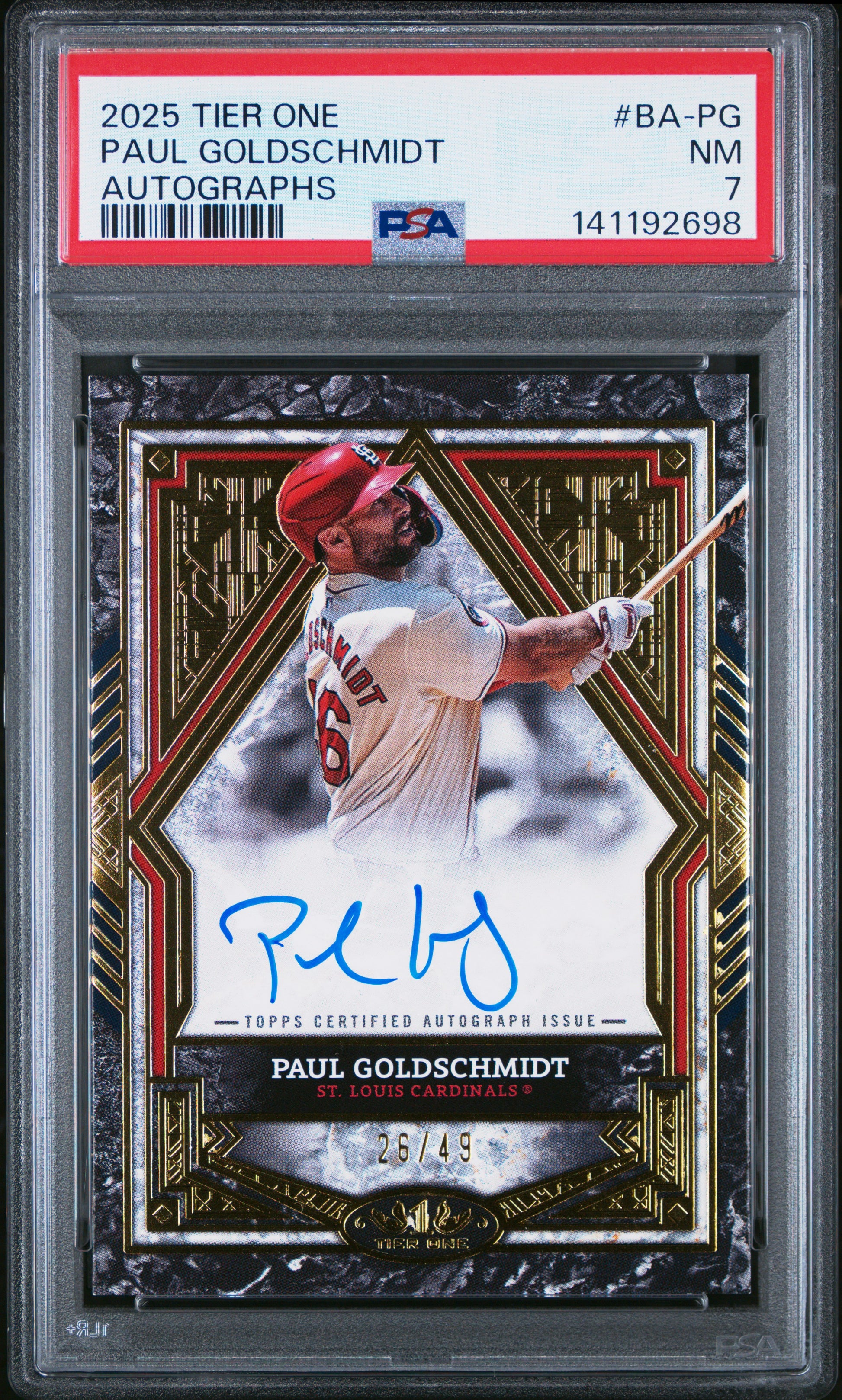 2025 Topps Tier One Paul Goldschmidt #BA-PG Base Tier 2 Autographs PSA 7 St. Louis Cardinals