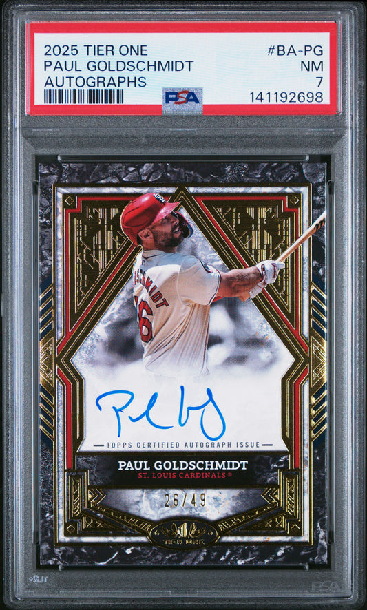 2025 Topps Tier One Paul Goldschmidt #BA-PG Base Tier 2 Autographs PSA 7 St. Louis Cardinals