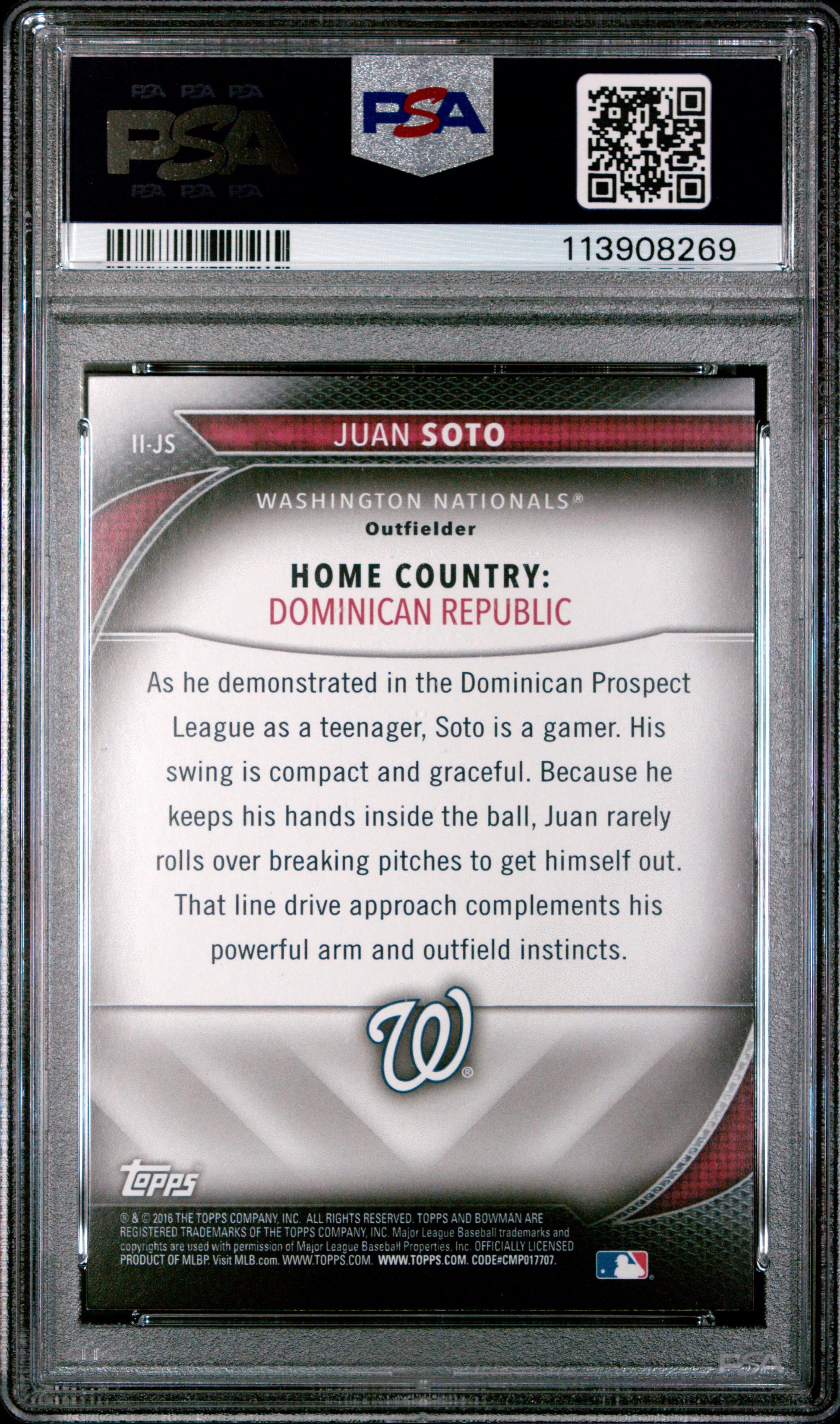2016 Bowman Juan Soto #II-JS International Ink PSA 8 Washington Nationals