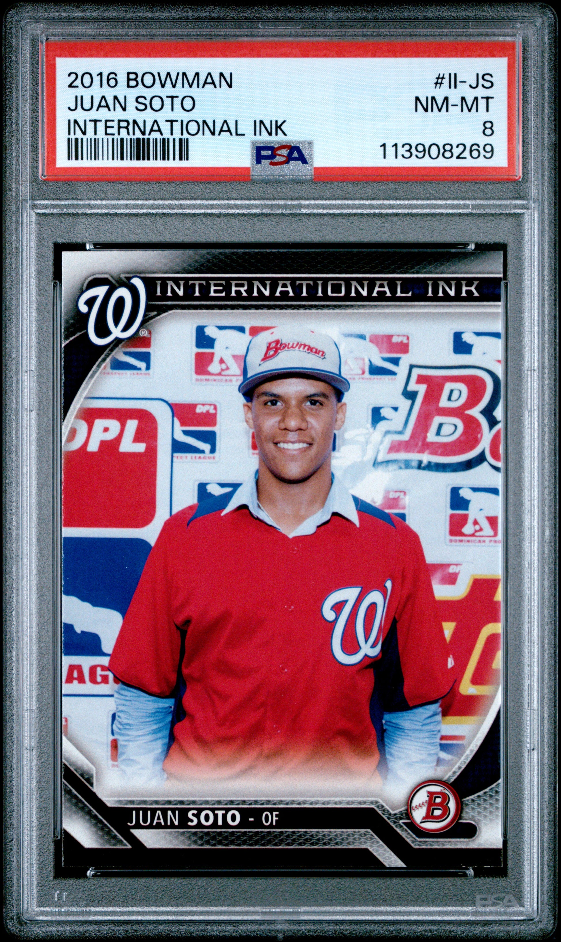 2016 Bowman Juan Soto #II-JS International Ink PSA 8 Washington Nationals