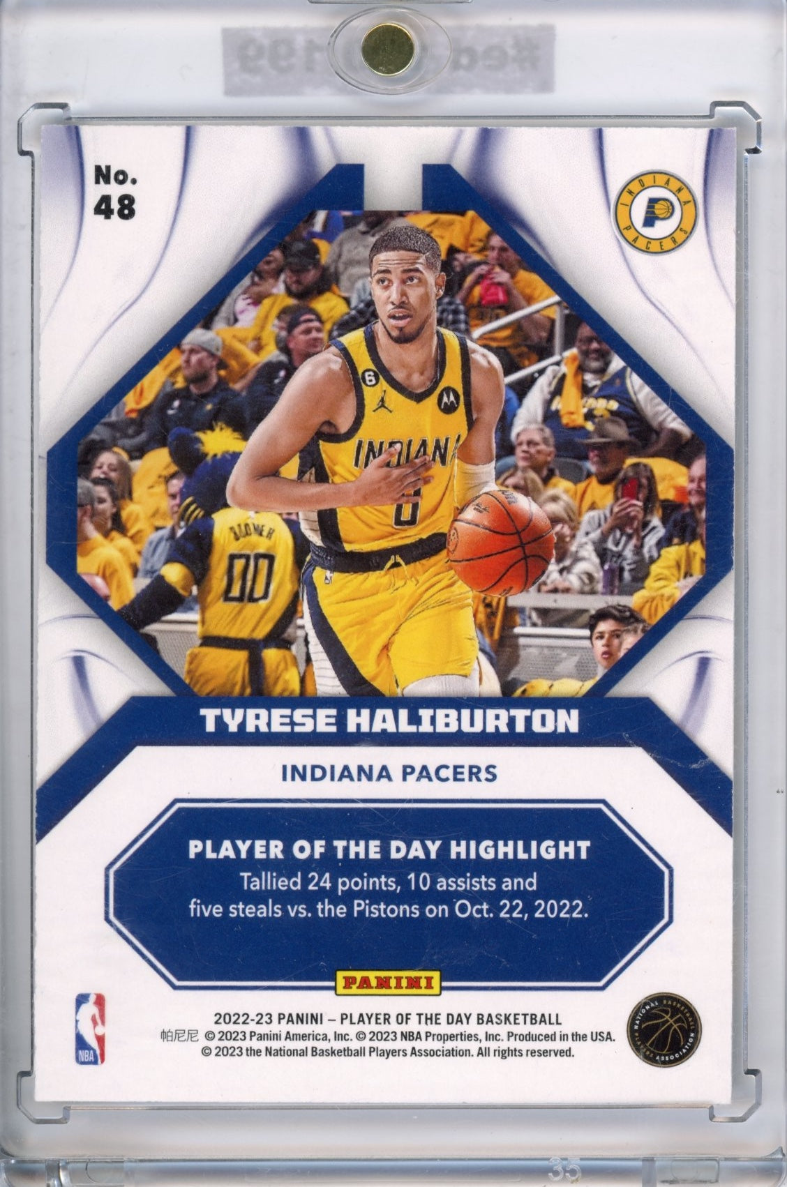 2022-23 Panini Player of the Day Tyrese Haliburton #48 Orange #/199 Indiana Pacers