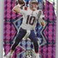 2022 Panini Mosaic Mac Jones #133 Mosaic Choice Fusion Red and Yellow #/80 New England Patriots