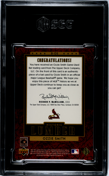 2003 SP Legendary Cuts Ozzie Smith #B-OS Historic Lumber #/300 SGC 8.5 St. Louis Cardinals