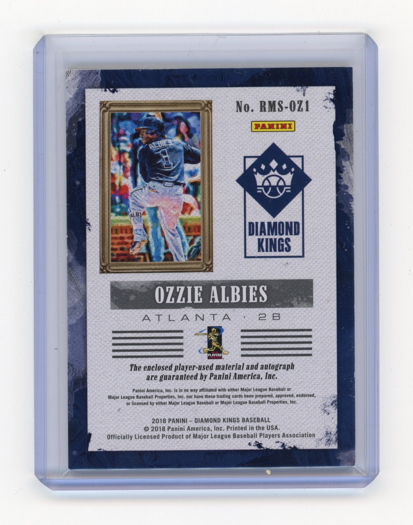 2018 Panini Diamond Kings Ozzie Albies #RMS-OZ1 DK Rookie Materials Signatures Holo Gold #/25 Atlanta Braves
