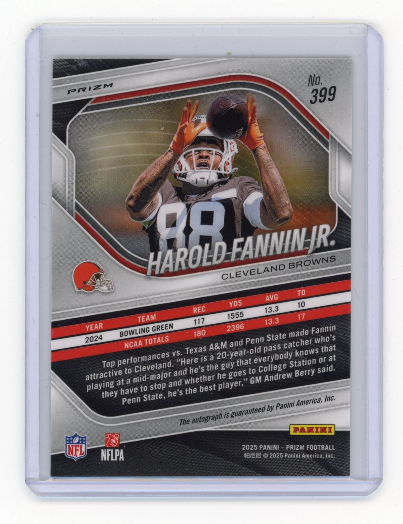 2025 Panini Prizm Harold Fannin Jr. #399 Prizm Autographs Silver Cleveland Browns