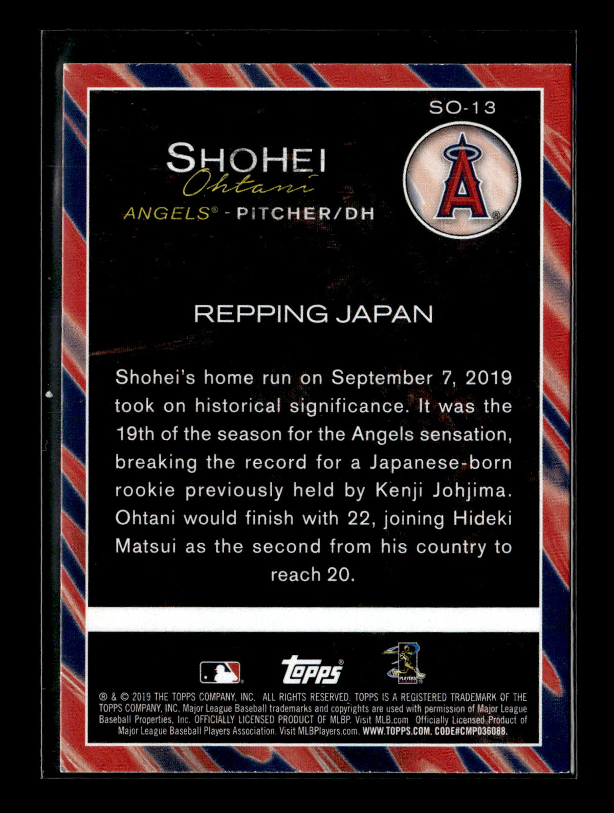 2019 Topps Update Shohei Ohtani #SO-13 Shohei Ohtani Highlights Los Angeles Angels
