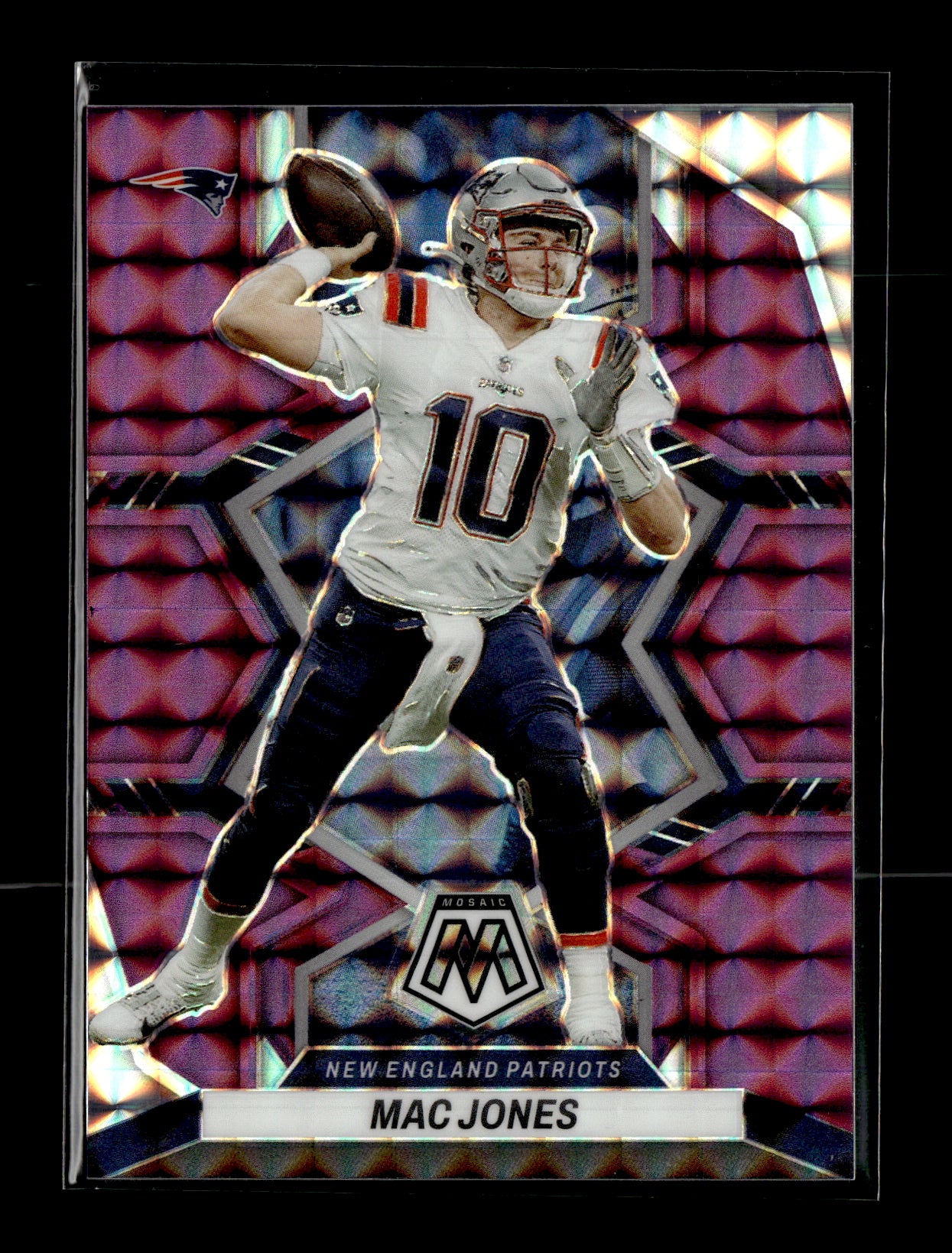 2022 Panini Mosaic Mac Jones #133 Mosaic Purple #/49 New England Patriots