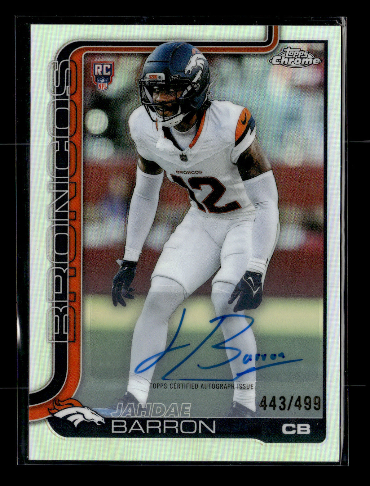2025 Topps Chrome Jahdae Barron #RA-JB Chrome Rookie Autographs Denver Broncos