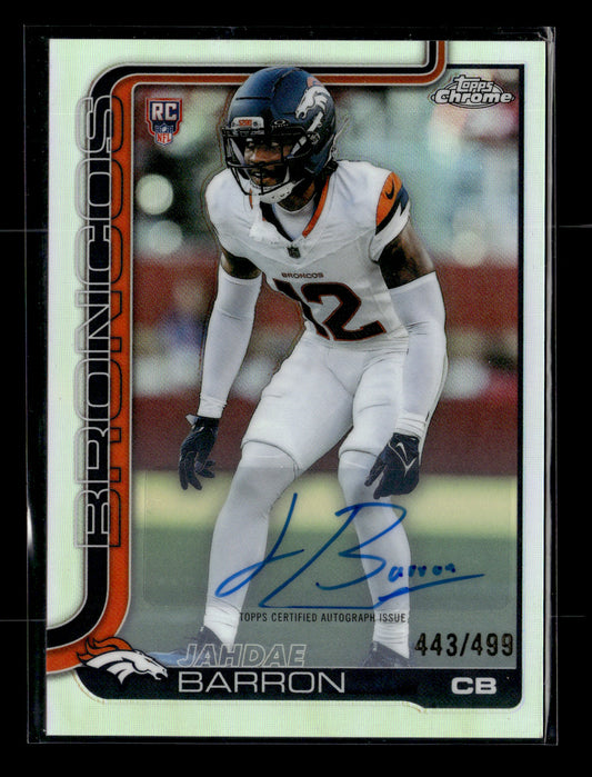 2025 Topps Chrome Jahdae Barron #RA-JB Chrome Rookie Autographs Denver Broncos