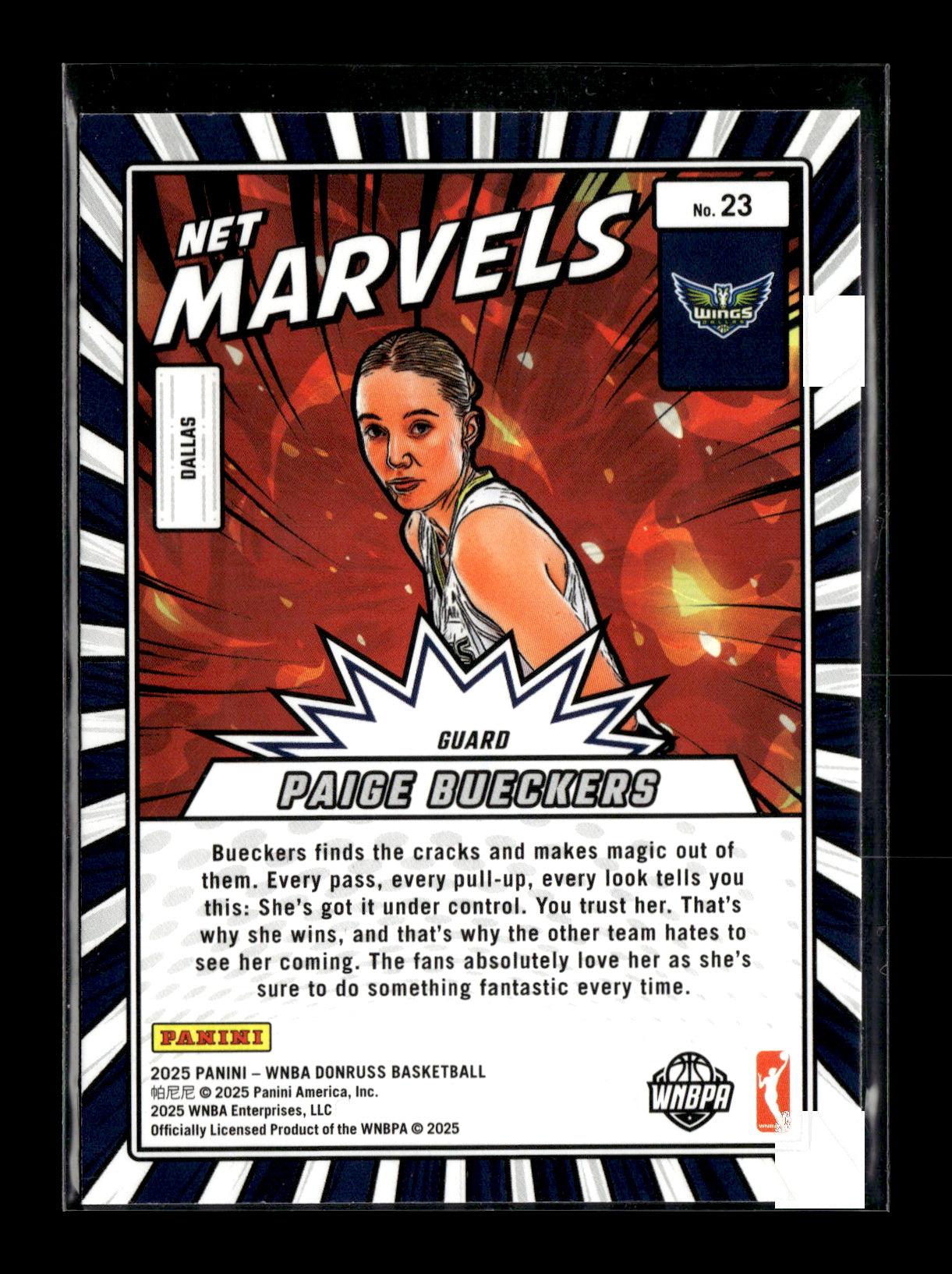 2025 Donruss WNBA Paige Bueckers #23 Net Marvels Dallas Wings