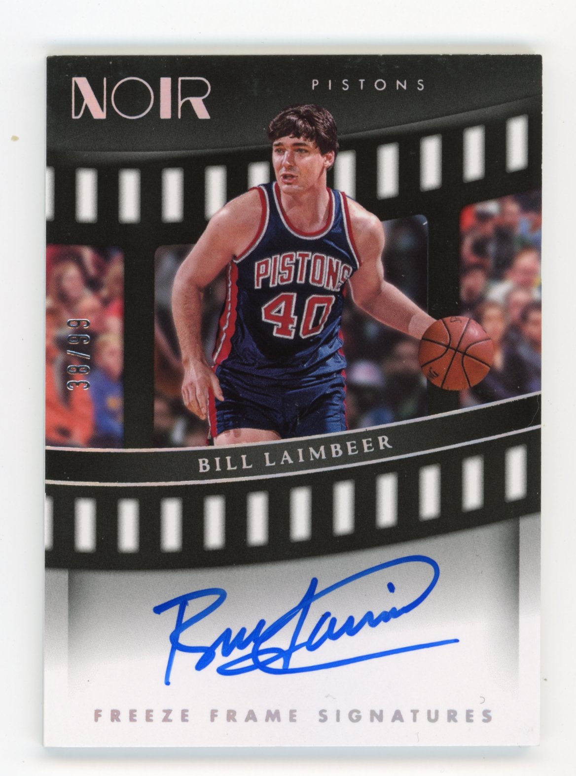 2022-23 Panini Noir Bill Laimbeer #FRF-BLA Freeze Frame Signatures #/99 Detroit Pistons