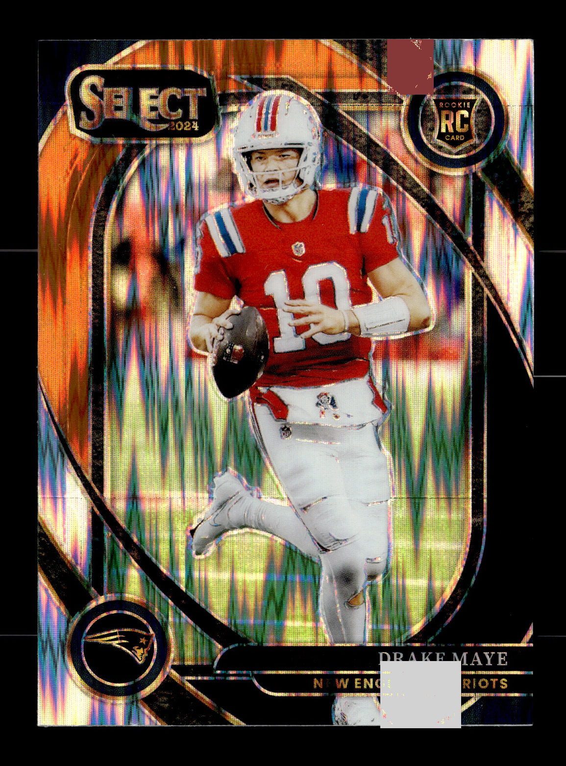 2024 Panini Select Drake Maye #218 Black & Orange Prizm Shock New England Patriots