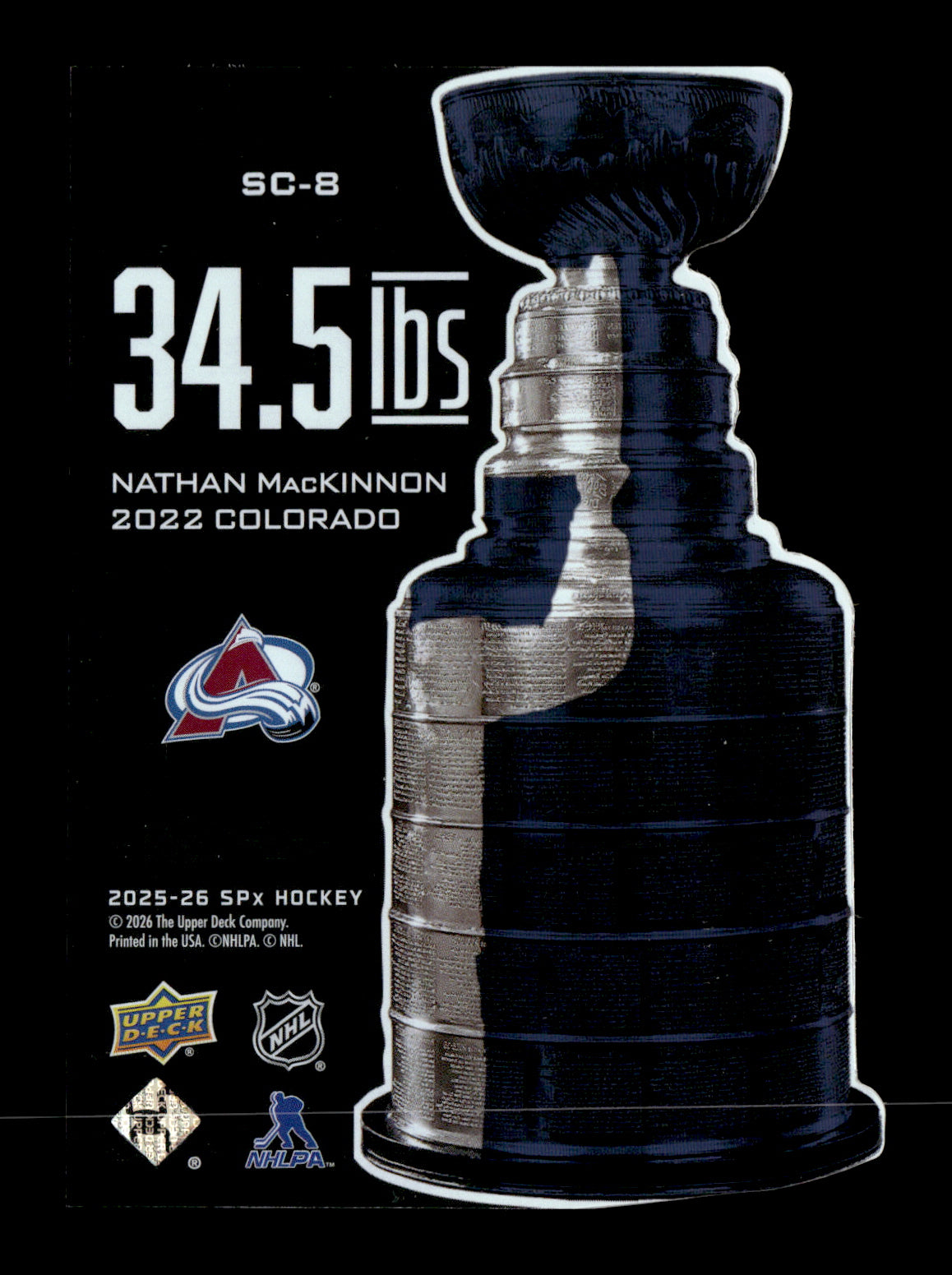 2025-26 SPx Nathan MacKinnon #SC-8 34.5 LBs Colorado Avalanche
