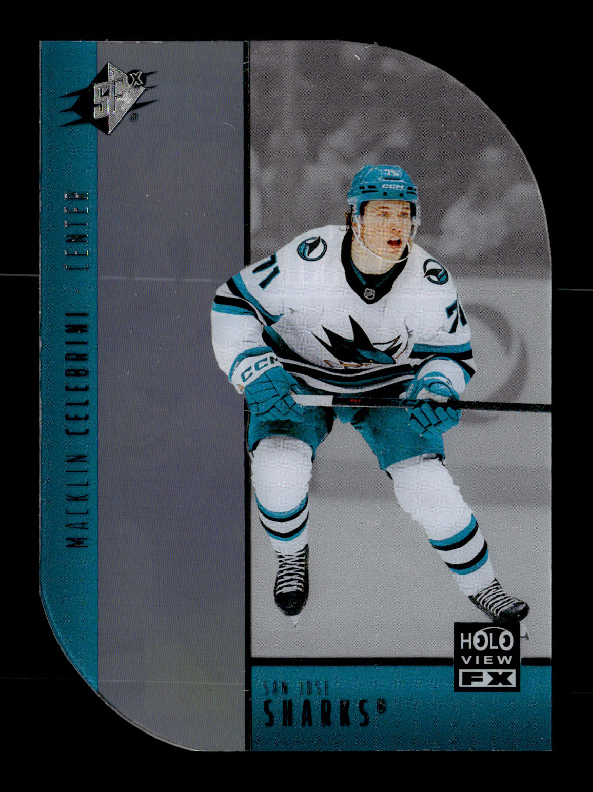 2025-26 SPx Macklin Celebrini #HV-23 Holoview F/X San Jose Sharks
