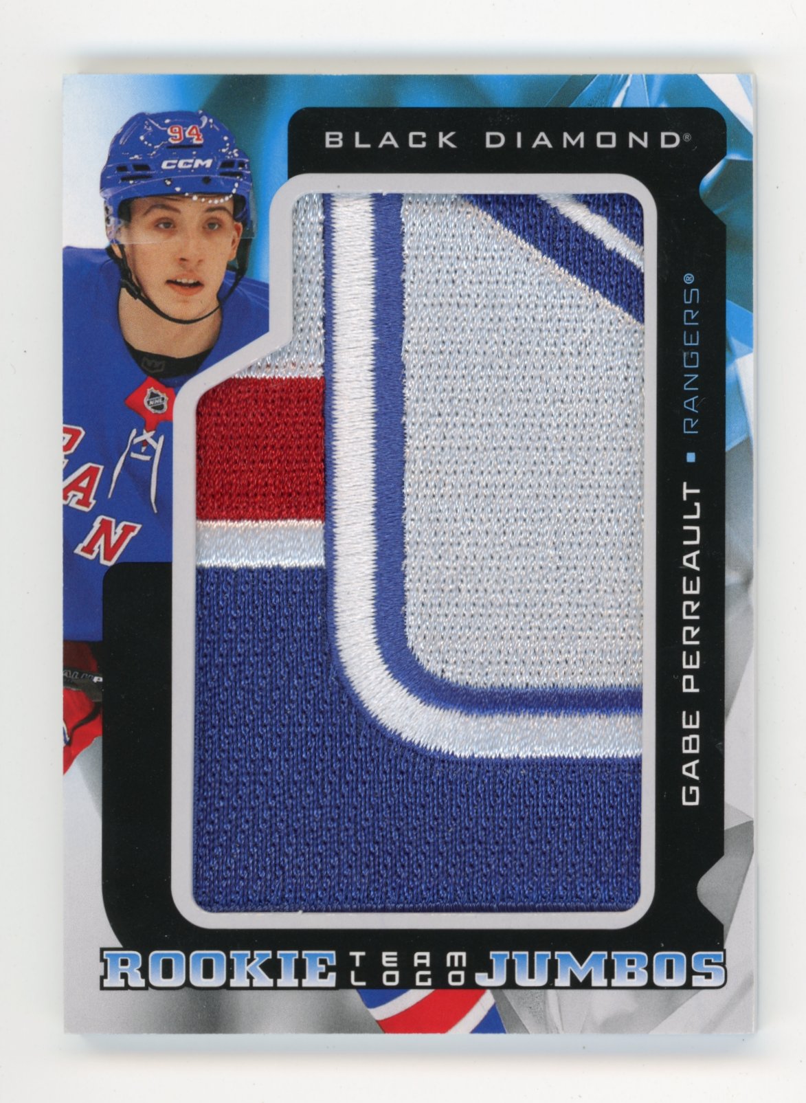 2025-26 Upper Deck Black Diamond Gabe Perreault #RTL-GP Team Logo Jumbo Rookies New York Rangers