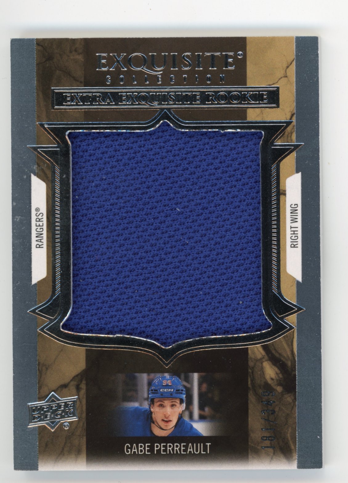 2025-26 Upper Deck Black Diamond Gabe Perreault #ECER-GP Exquisite Collection Extra Exquisite Rookie Jersey #/349 New York Rangers