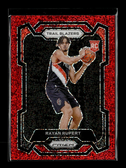 2023-24 Panini Prizm Rayan Rupert #140 Prizms Red Sparkle Portland Trail Blazers