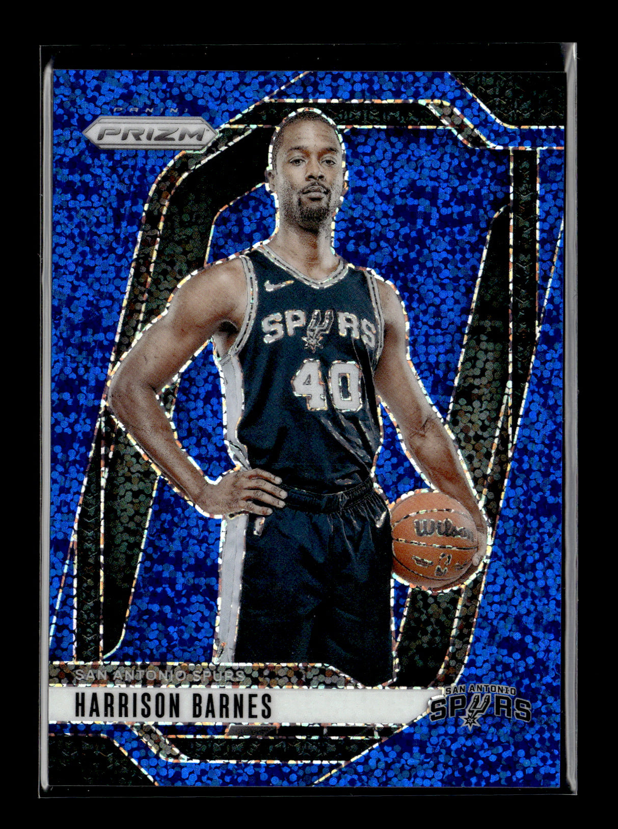 2024-25 Panini Prizm Harrison Barnes #55 Prizms Blue Sparkle #/144 San Antonio Spurs