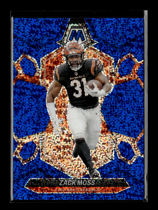 2024 Panini Mosaic Zack Moss #44 Blue Sparkle #/96 Cincinnati Bengals
