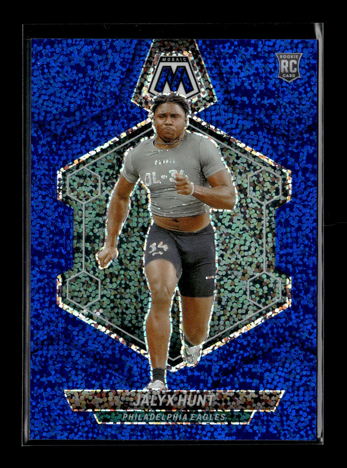 2024 Panini Mosaic Jalyx Hunt #375 Blue Sparkle #/96 Philadelphia Eagles