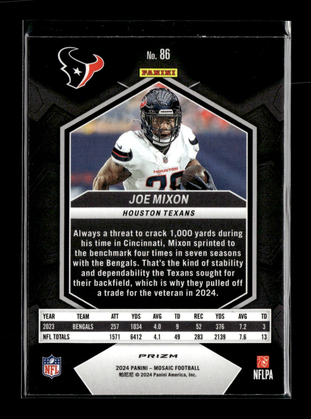 2024 Panini Mosaic Joe Mixon #86 Red Sparkle Houston Texans