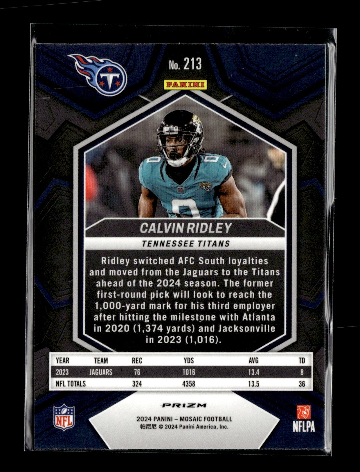 2024 Panini Mosaic Calvin Ridley #213 Red Sparkle Tennessee Titans