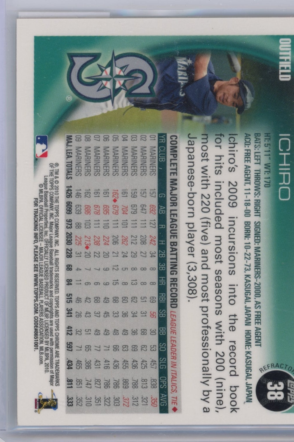 2010 Topps Ichiro #125 Seattle Mariners