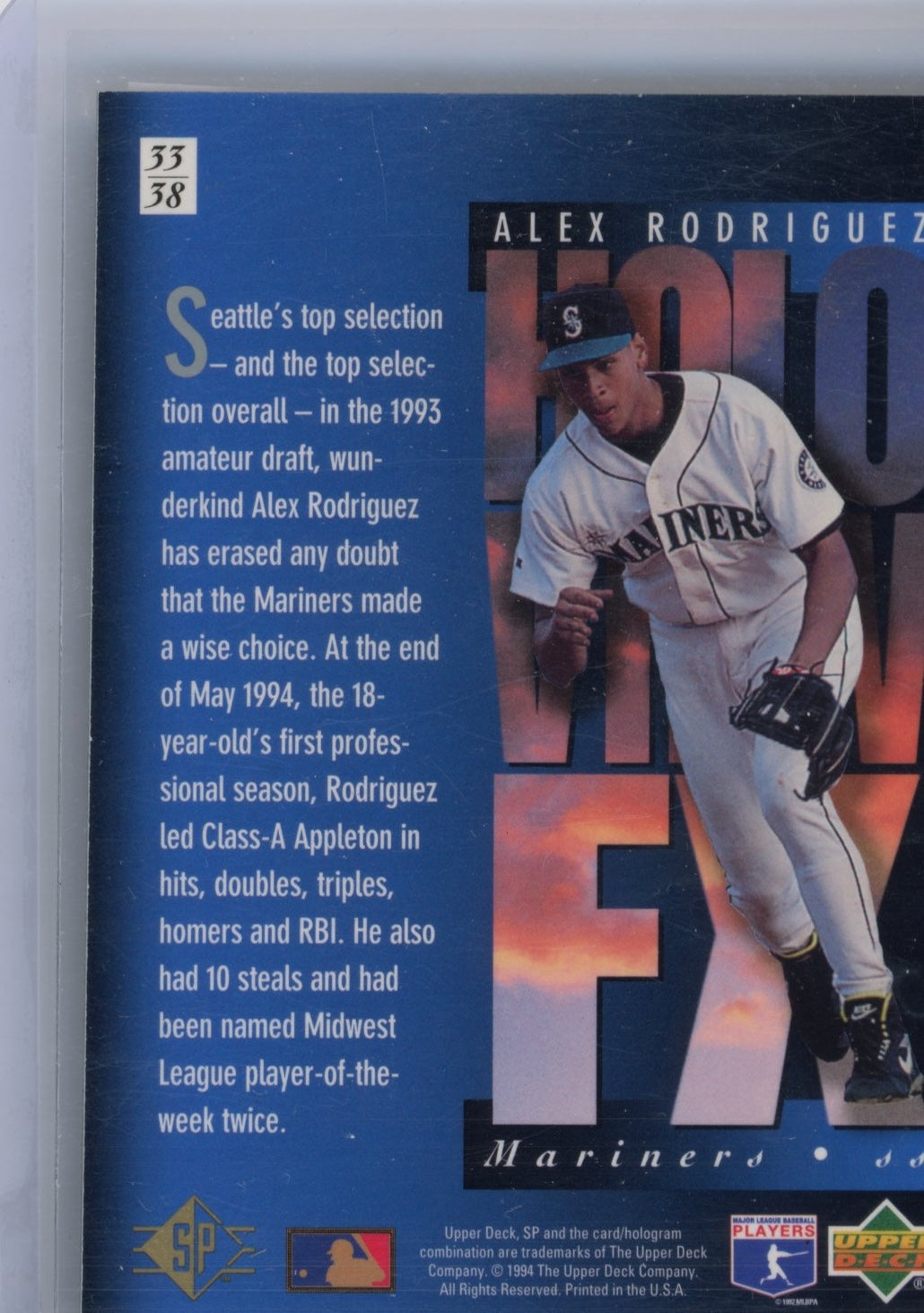 1994 SP Alex Rodriguez #33 Holoview FX Seattle Mariners
