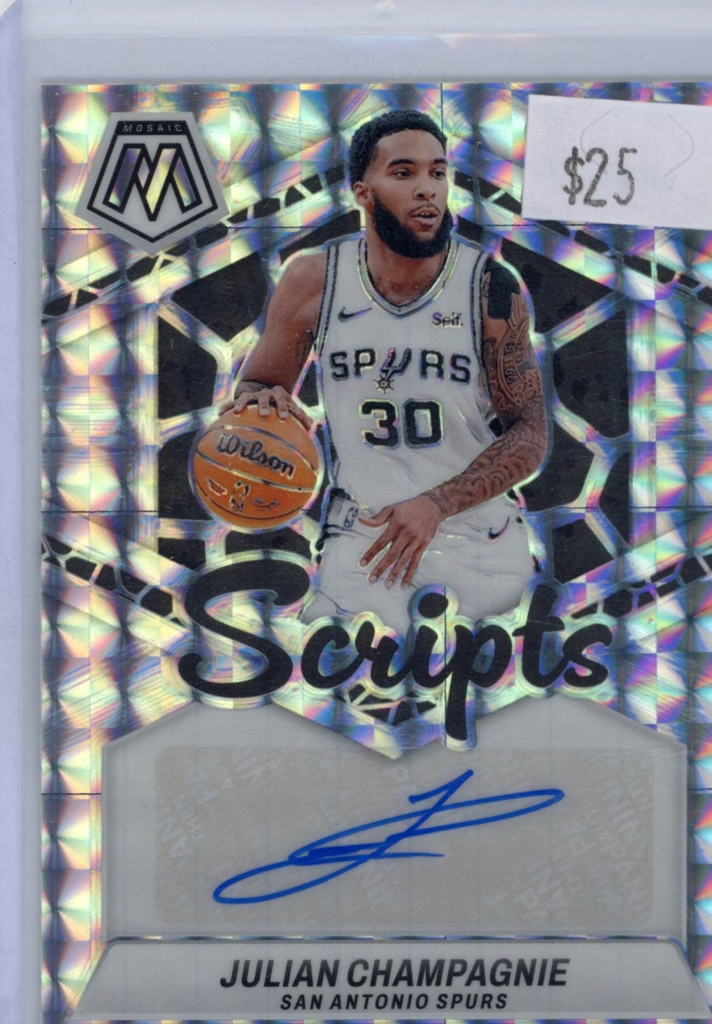 2023-24 Panini Mosaic Julian Champagnie #MS-CHM Scripts San Antonio Spurs