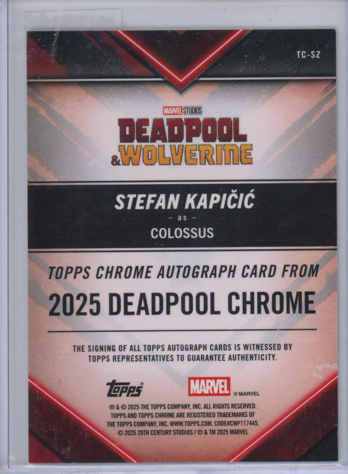 2025 Topps Chrome Deadpool and Wolverine Colossus Autograph TC-SZ