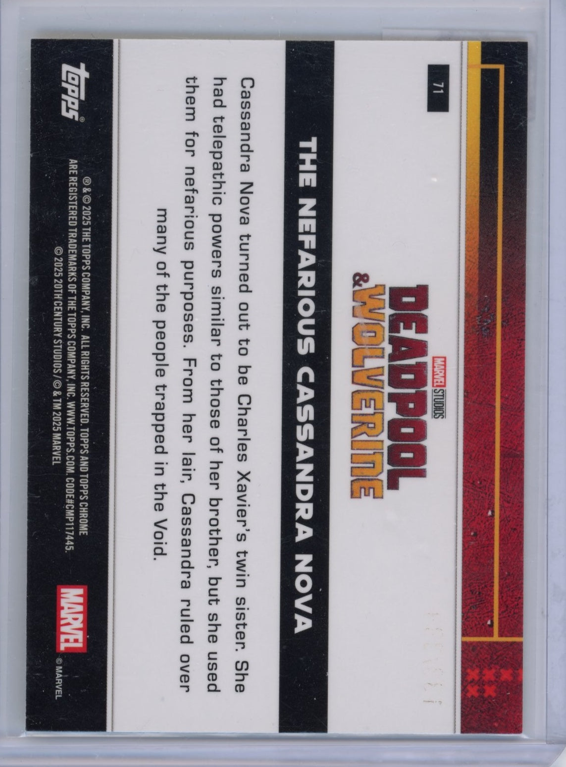2025 Topps Chrome Deadpool and Wolverine The Nefarious Cassandra Nova #/399