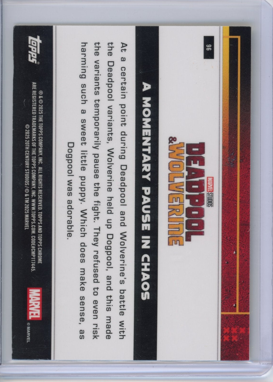 2025 Topps Chrome Deadpool and Wolverine A Momentary Pause In Chaos #/299
