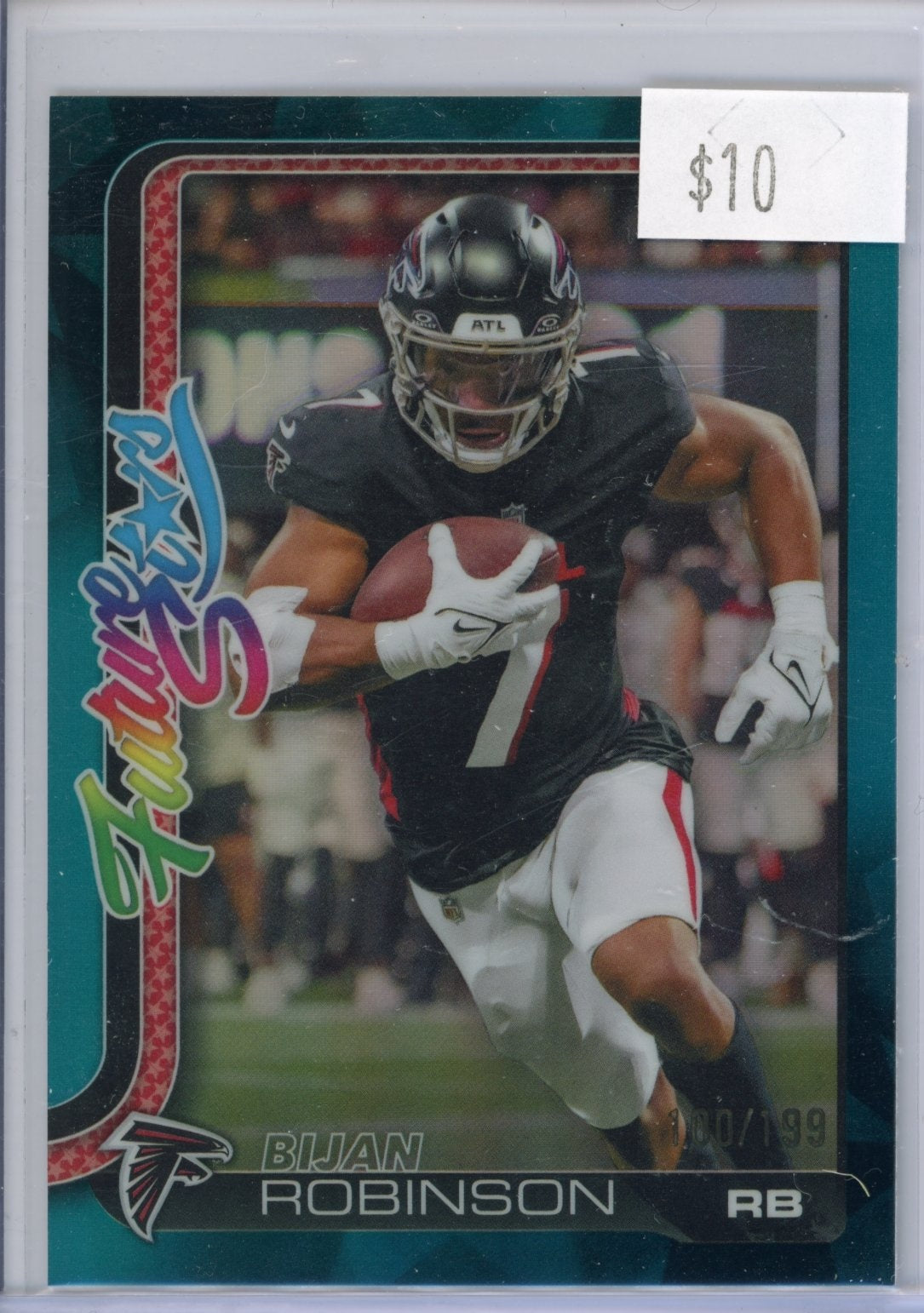 2025 Topps Chrome Bijan Robinson #FS-9 Future Stars Refractor Atlanta Falcons Teal Refractor #/199