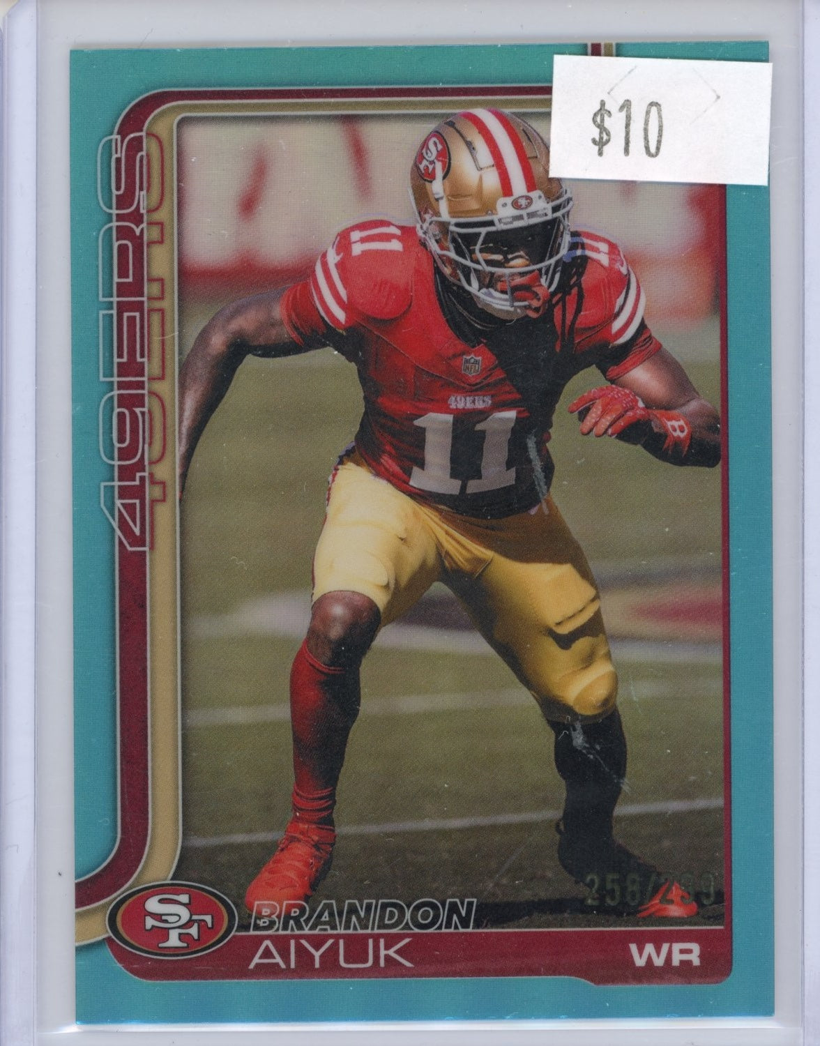 2025 Topps Chrome Brandon Aiyuk #266 Teal Refractor #/299 San Francisco 49ers
